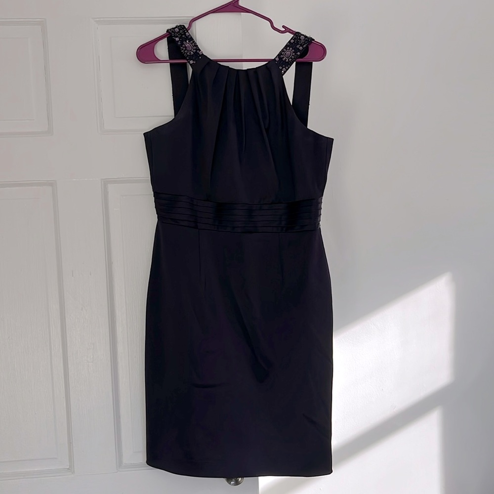 Antonio Melani High Neck Pencil Dress with Beaded Detail